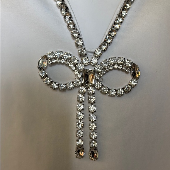 AREA White Dress with Crystal Detail - Picture 7 of 12